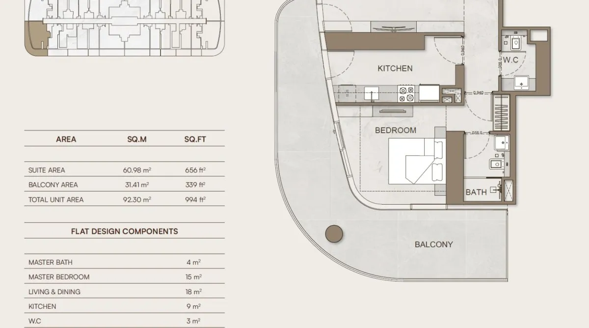 Apartamento de 1 dormitorio en Binghatti Skyhall Business Bay, UAE No. 4303