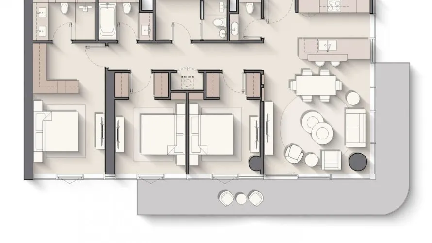 Apartamento de 3 dormitorios en Costa Mare Dubai, UAE No. 4302