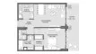 Планировка Квартиры «1BR» с 1 спальней в ЖК Oceana