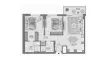 Планировка Квартиры «2BR» с 2 спальнями в ЖК Golf Fields