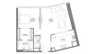 Планировка Квартиры «2BR» с 1 спальней в ЖК The Gate 6