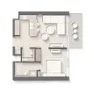 1 bedroom Apartment floor plan «1 BEDROOM» in Costa Mare